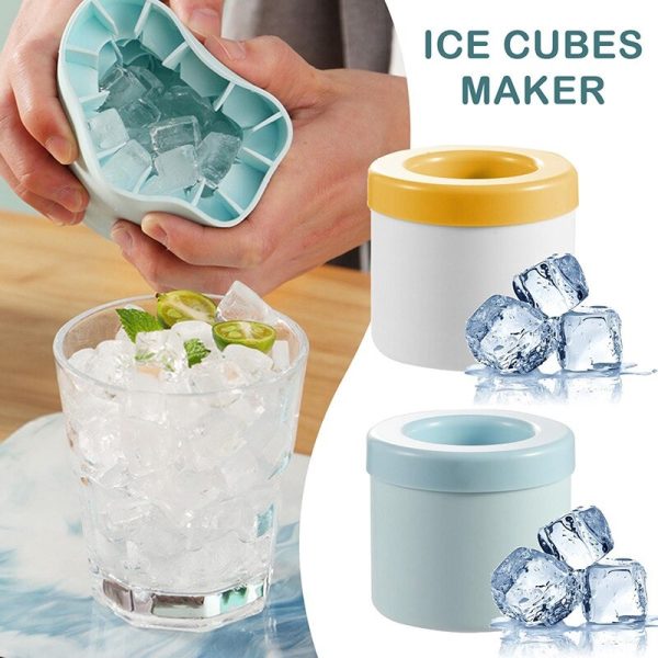 Silicone Ice Cube Maker &amp; Ice Bucket Cup Mold